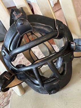 Hutch Black Leather catchers mask  with Tan Straps